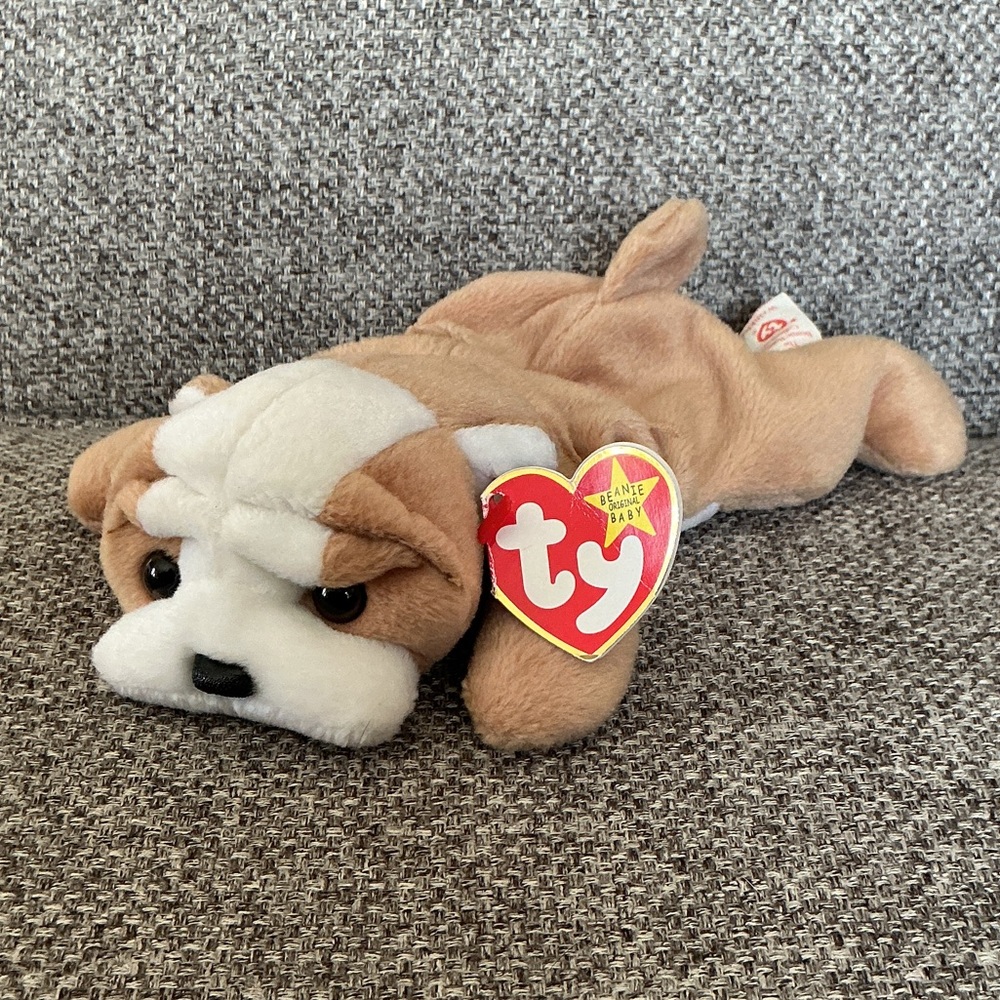 Ty Beanie Baby Bulldog Plush - Tan and White